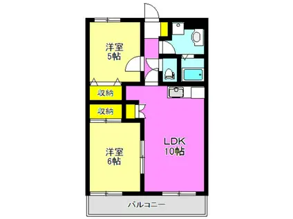 メゾン・キンレイ(2LDK/3階)の間取り写真