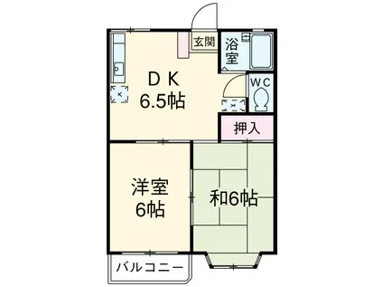 エクセルツイン 東棟(2DK/2階)の間取り写真