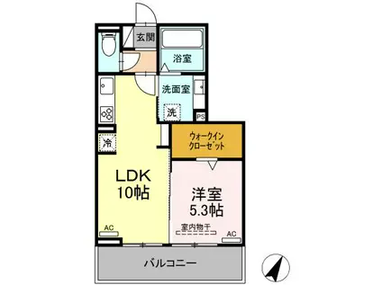 D-SQUARE牟呂町(1LDK/3階)の間取り写真