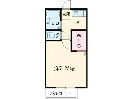 ローズパレットA(1K/2階)の間取り写真