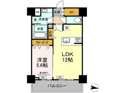 ラ・ベレッツァ フェリオ(1LDK/5階)の間取り写真