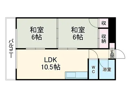 シャトー松葉(2LDK/2階)の間取り写真