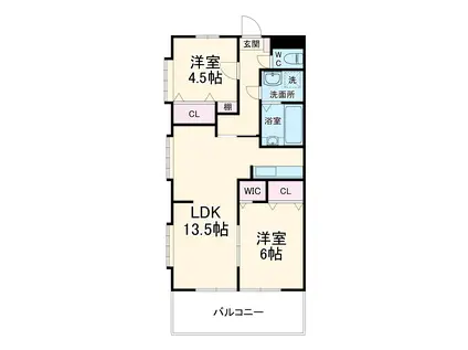 エスポワールNOA(2LDK/1階)の間取り写真