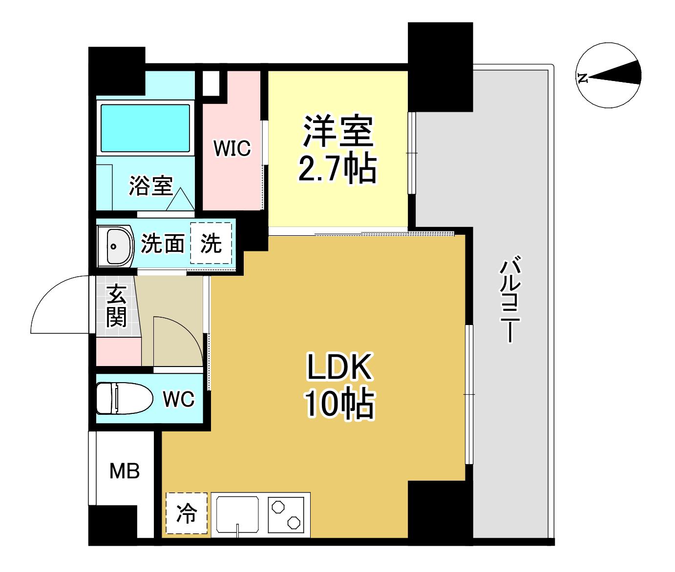 アドバンス江坂ラシュレ(1LDK/15階)の間取り写真