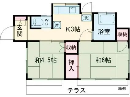 小田急電鉄小田原線 町田駅 徒歩10分 1階建 築58年(2DK)の間取り写真