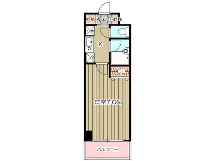 ルミエールKOMURO(1K/7階)の間取り写真