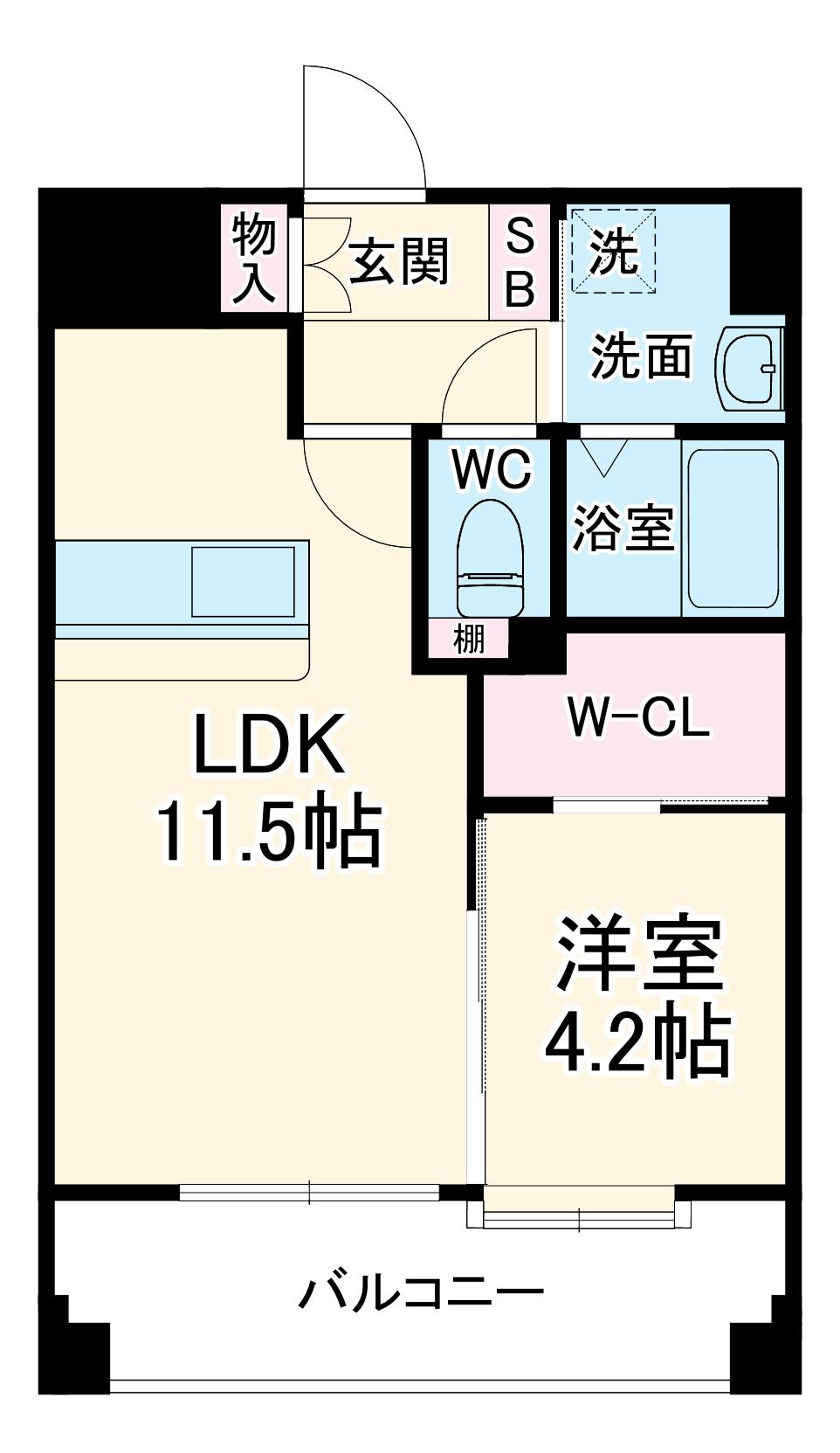 LIBTH高宮Ⅱ(1LDK/2階)の間取り写真