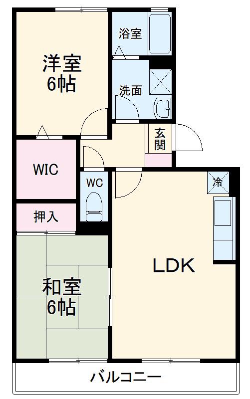 レジデンス海老名A棟(2LDK/2階)の間取り写真