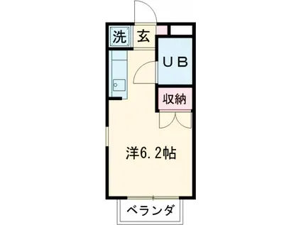 グロウス国立Ⅲ(1K/1階)の間取り写真