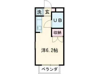 グロウス国立Ⅲ(1K/2階)の間取り写真