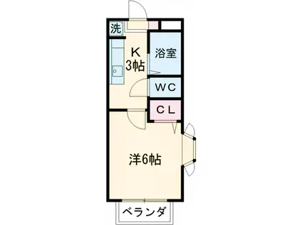 グロウス 国立 Ⅵ(1K/1階)の間取り写真