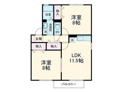 ブルーミングⅠ(2LDK/2階)の間取り写真