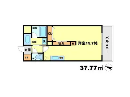 サンレムート千里山(1K/3階)の間取り写真