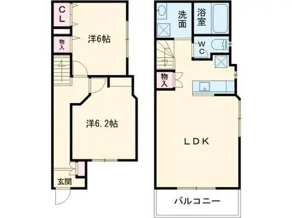 サンヴィータ(2LDK/1階)の間取り写真