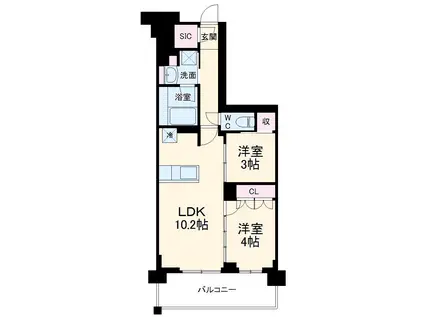 パレステージ茅ヶ崎Ⅱ(2LDK/8階)の間取り写真