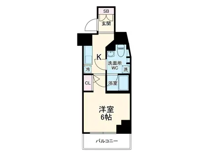 メインステージ松戸(1K/9階)の間取り写真