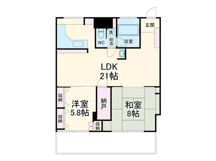 サンヒルズ金子(2LDK/2階)の間取り写真