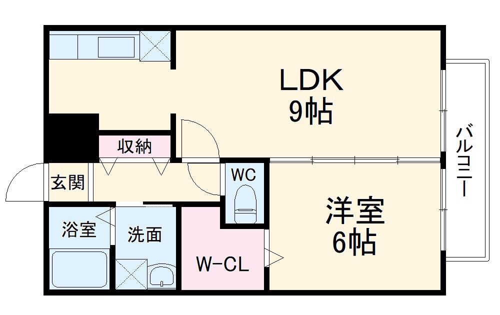 セゾンCOCON(1LDK/2階)の間取り写真
