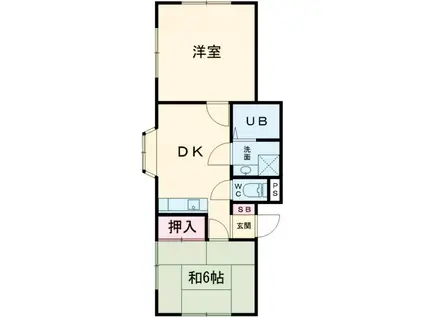 ライフメイト高徳 1番館(2DK/2階)の間取り写真
