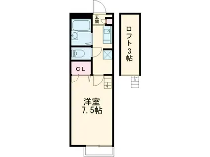 メインシティガーデンアイリスファーム(1K/1階)の間取り写真