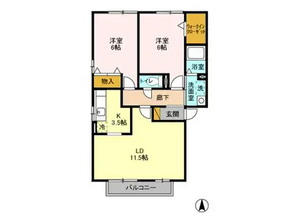 ROYAL GARDEN CASAHARA A(2LDK/1階)の間取り写真