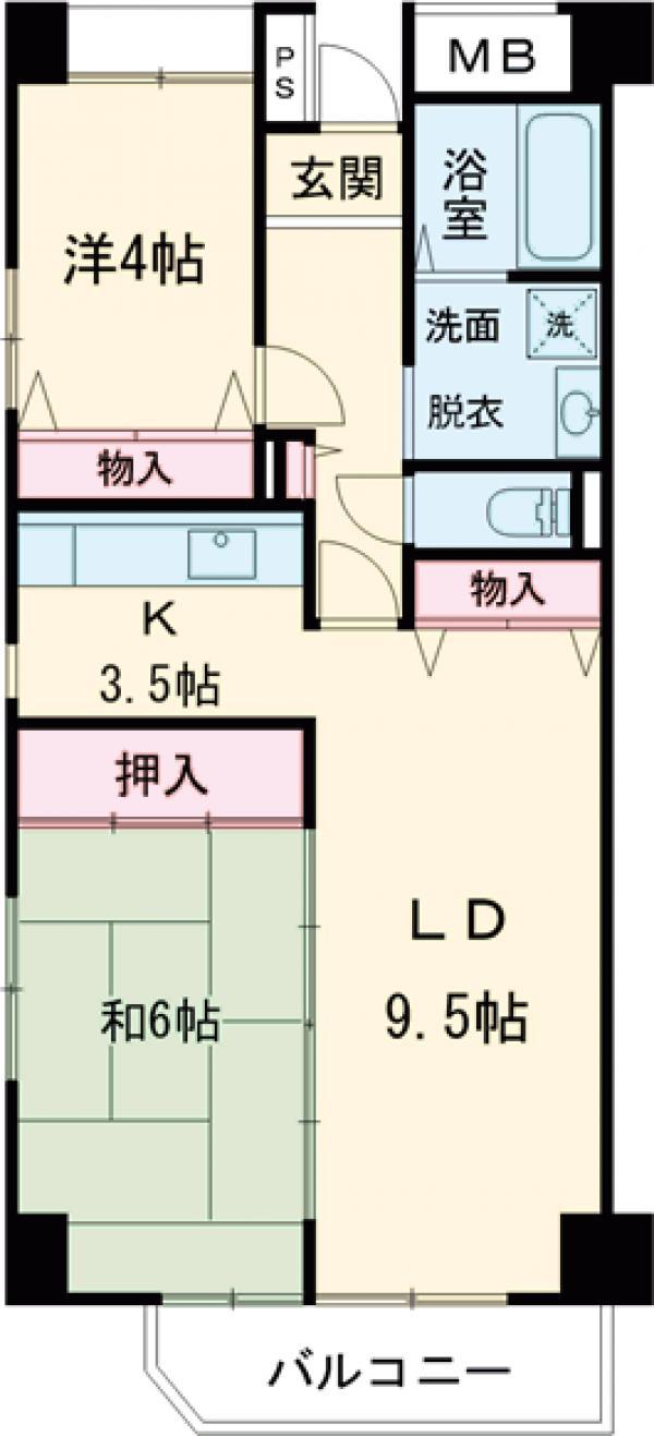 フレール綾瀬 2(2LDK/2階)の間取り写真