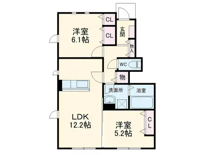 FLEUR(2LDK/1階)の間取り写真