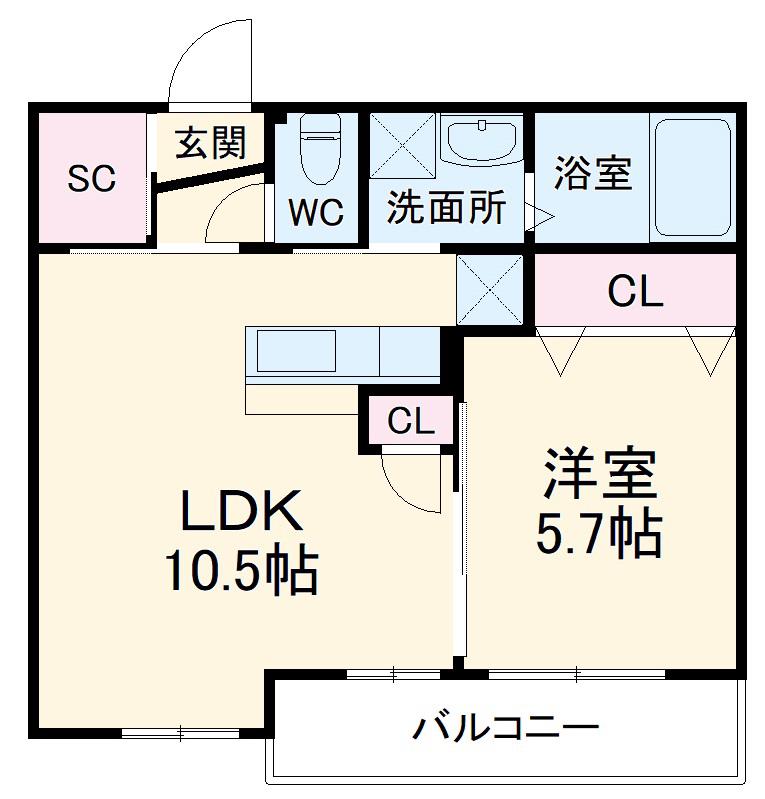 MAISON DE 雅(1LDK/1階)の間取り写真