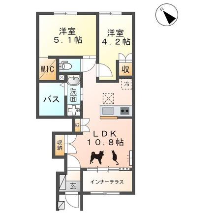 LEVATA DOLCEⅢ(2LDK/1階)の間取り写真