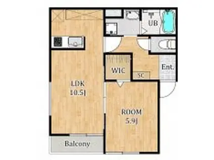 FUJISTA東所沢Ⅱ(1LDK/1階)の間取り写真