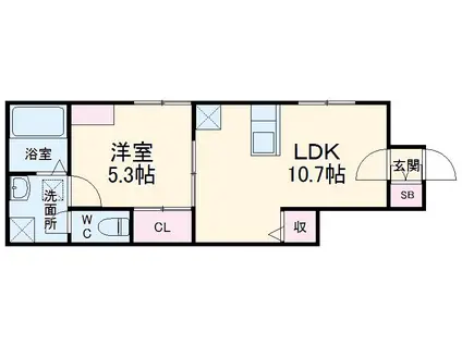 シエルクレアF(1LDK/1階)の間取り写真
