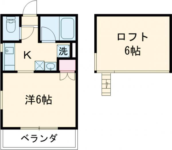 三高・クラウンライフ2(1K/2階)の間取り写真