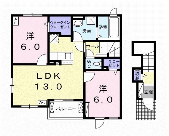 カーラ・シャンティⅡ(2LDK/2階)の間取り写真