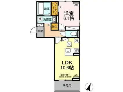 ミエル ノール(1LDK/1階)の間取り写真