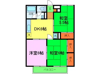 モアクレスト綾園(3DK/2階)の間取り写真