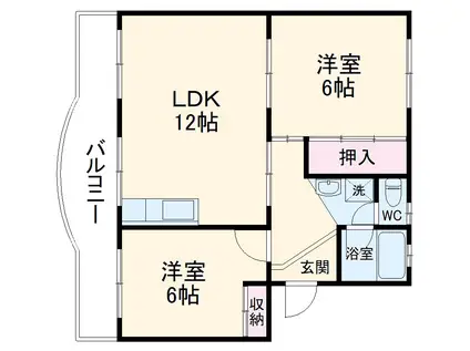 AIRLIX松岡 B(2LDK/1階)の間取り写真