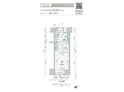 メインステージ千住河原町(1K/9階)の間取り写真