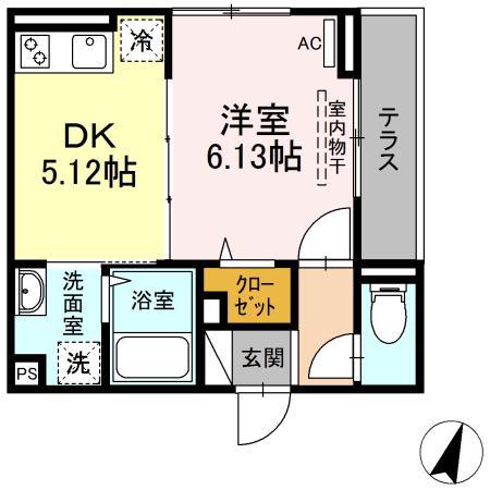 アナシエ南篠崎町Ⅱ(1DK/1階)の間取り写真