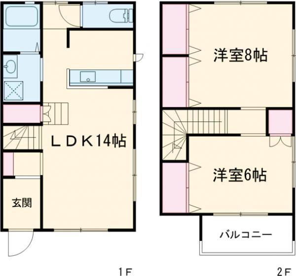 竹林メゾネットⅢ(2LDK)の間取り写真