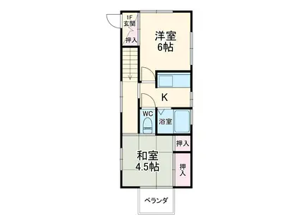 京浜急行電鉄本線 横須賀中央駅 徒歩9分 2階建 築67年(2K)の間取り写真