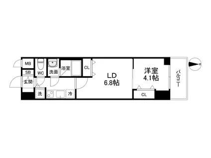 スプランディッド堀江(2K/13階)の間取り写真