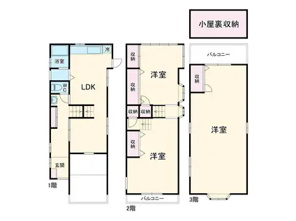 阪急電鉄宝塚線 服部天神駅 徒歩14分 3階建 築61年(3LDK)の間取り写真