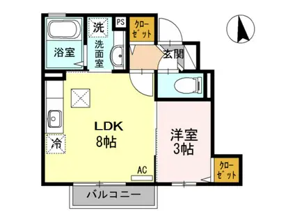 ベルツリー上川原(1LDK/1階)の間取り写真