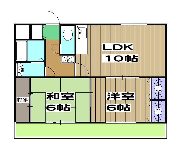プレミール奥畑(2LDK/1階)の間取り写真
