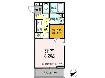 モンレーヴ住吉(1K/3階)の間取り写真