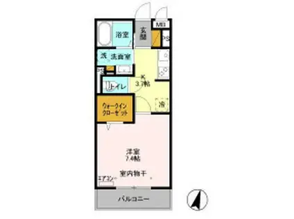 NTCながれやま(1K/2階)の間取り写真