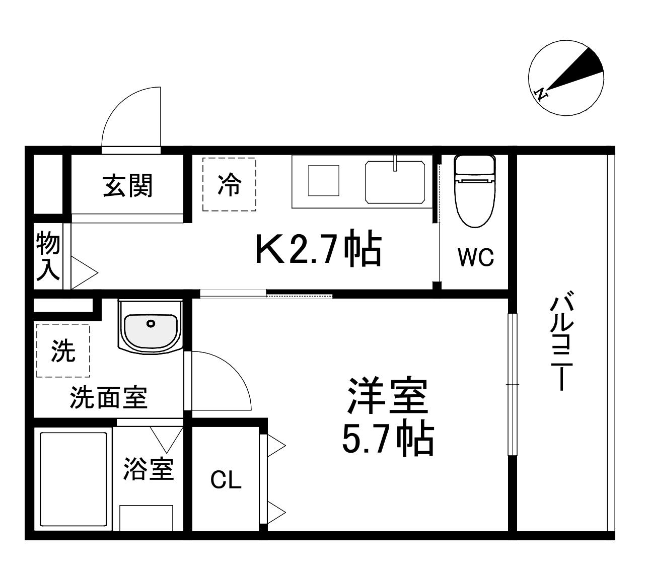 ATELIER CASA守口(1K/3階)の間取り写真
