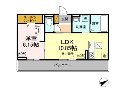 プチクールおゆみ野(1LDK/1階)の間取り写真