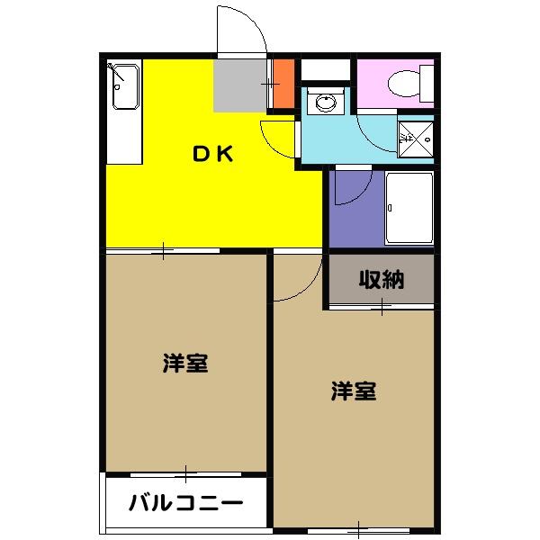 コモド・ヴィータ(2DK/1階)の間取り写真