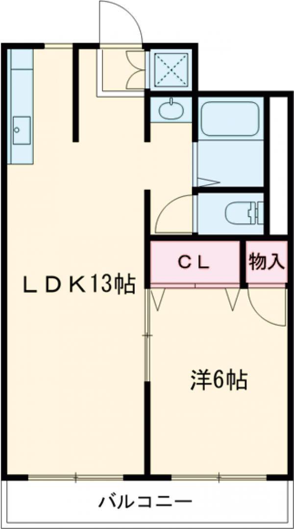 第一日東ハイツ(1LDK/4階)の間取り写真